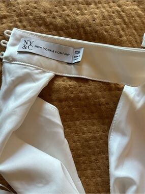 New York & Company Sleeveless Satin Rosette Jumpsuit